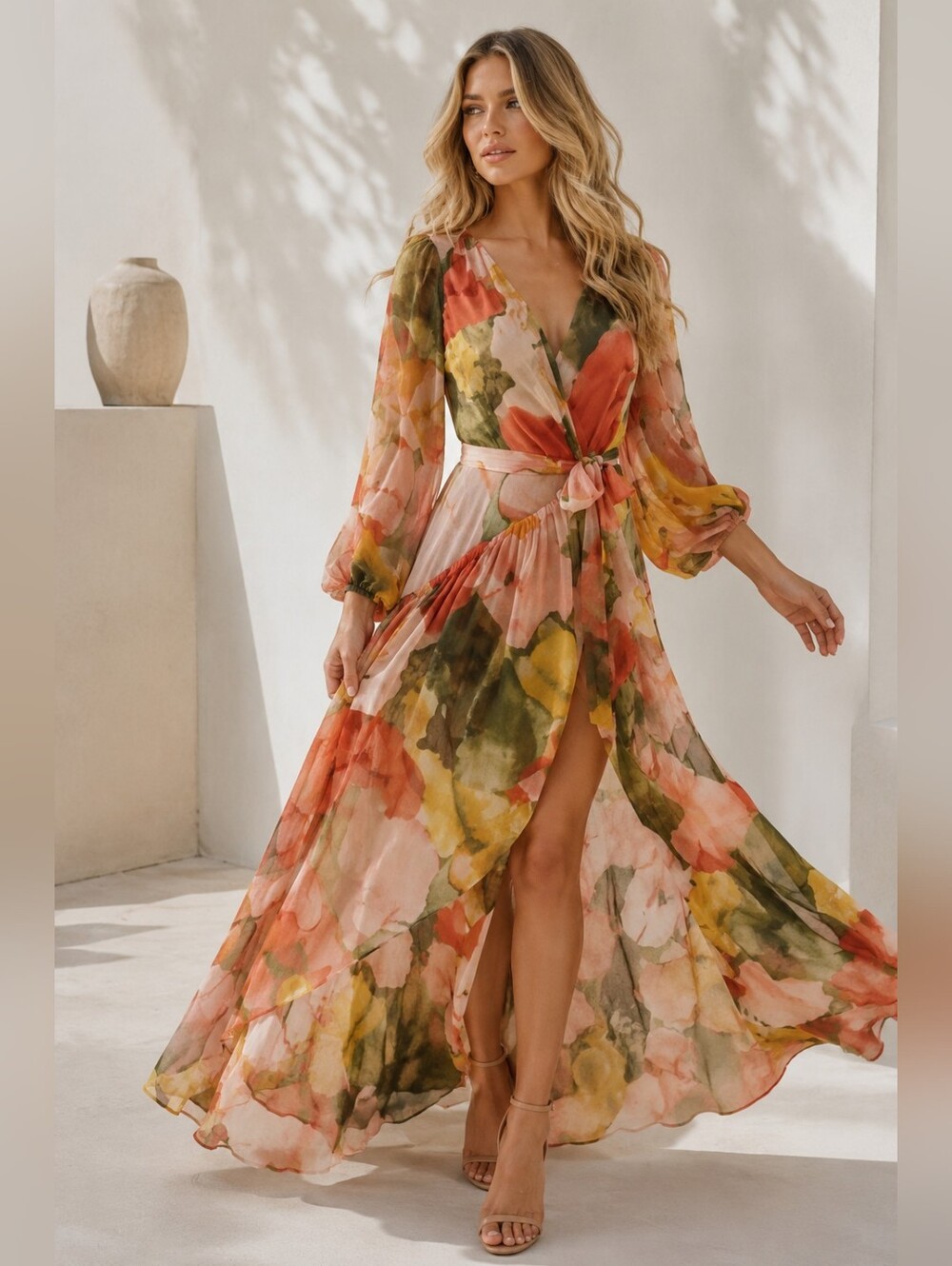 Anthropologie Hutch Floral Geo Wrap Maxi Dress - XS